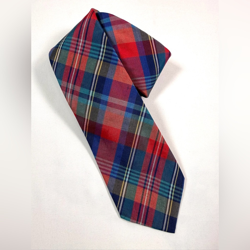 POLO BY RALPH LAUREN FOR MARK SHALE VINTAGE 90s 100% Silk Italian Plaid Tie